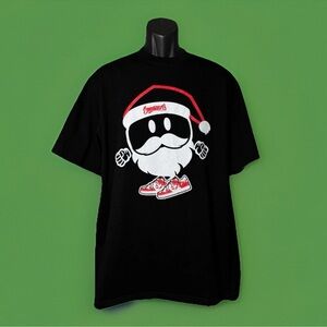 I’m Dreaming Of An Off-White Christmas Smiley Santa Sneakezy Blk Men’s Tee Sz XL
